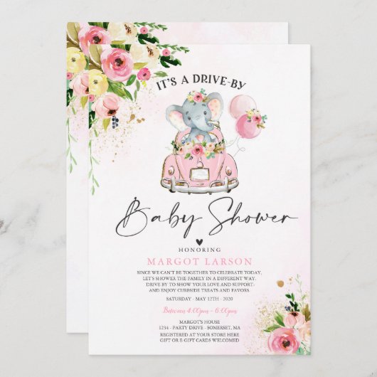 Elephant Drive beroemd gemaakt door Baby shower In Kaart (Voorkant / Achterkant)