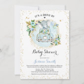 Elephant drive by Baby shower Invitation Blue Kaart (Voorkant)