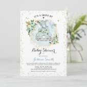 Elephant drive by Baby shower Invitation Blue Kaart (Staand voorkant)