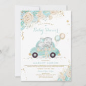 Elephant drive by Baby shower Invitation Munt Kaart (Voorkant)