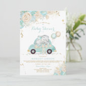 Elephant drive by Baby shower Invitation Munt Kaart (Staand voorkant)
