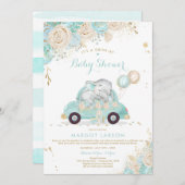 Elephant drive by Baby shower Invitation Munt Kaart (Voorkant / Achterkant)