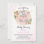 Elephant drive by Baby shower Invitation Pink Kaart (Voorkant)