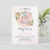 Elephant drive by Baby shower Invitation Pink Kaart (Staand voorkant)