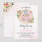 Elephant drive by Baby shower Invitation Pink Kaart (Voorkant / Achterkant)