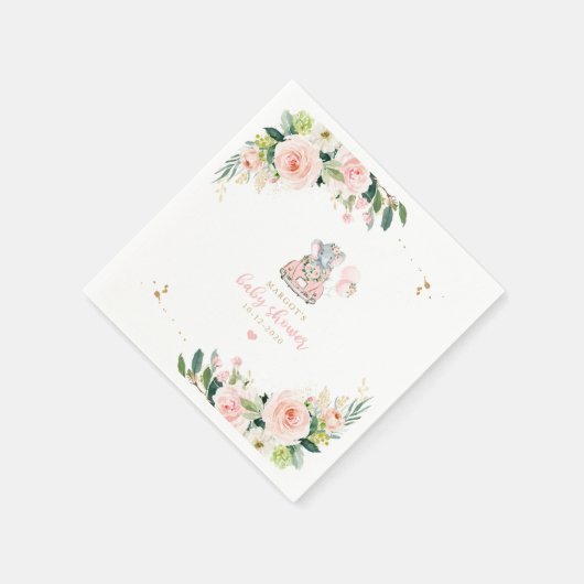 Elephant drive by Baby shower roze rozen Servet (Hoek)
