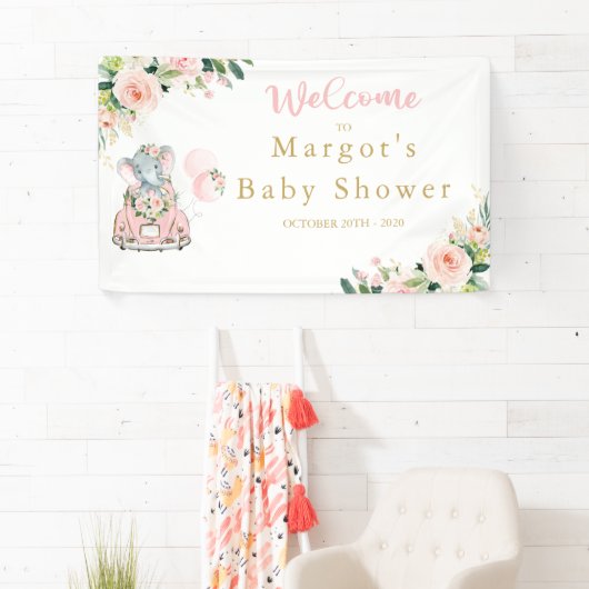 Elephant drive by Baby shower roze rozen Spandoek (Insitu)