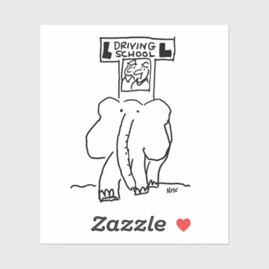 Elephant Driving Lessons. Grappig Sticker (Vel)
