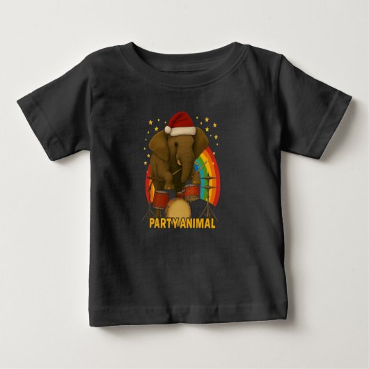 Elephant Drummer PARTY ANIMAL Rainbow Edition T-S (Voorkant)