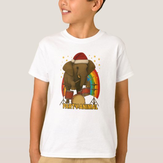 Elephant Drummer Rainbow Edition kinder T-shirt (Voorkant)