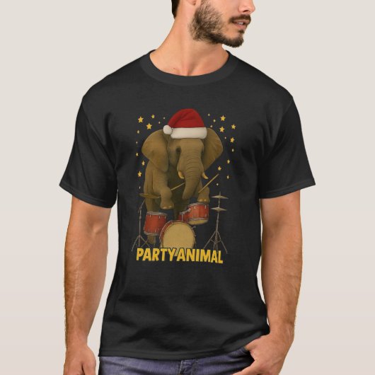 Elephant Drummer T-Shirt – FEESTDIER (Voorkant)