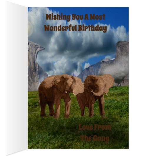 Elephant Duo Oil Paint, Birthday Kaart (Binnen (Rechts))
