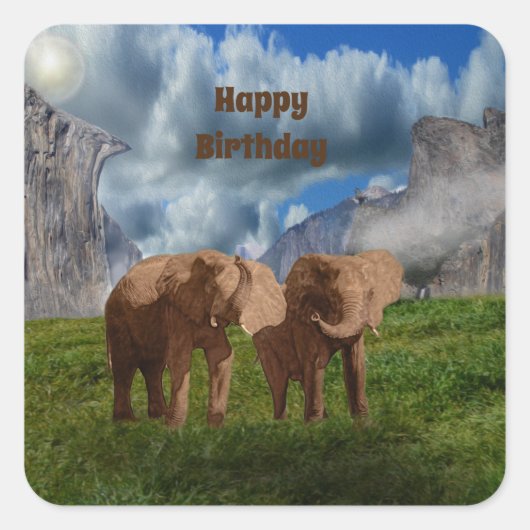 Elephant Duo Oil Paint, Birthday Stickers (Voorkant)