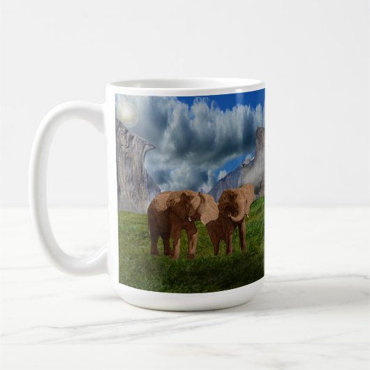 Elephant Duo Oil Paint, Coffee Mok (Links)