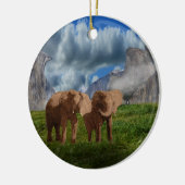 Elephant Duo Oil Paint, keramisch Ornament (Links)