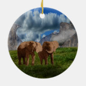 Elephant Duo Oil Paint, keramisch Ornament (Achterkant)