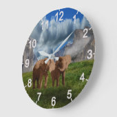 Elephant Duo Oil Paint, Lge Wall Clock Grote Klok (Hoek)