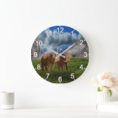 Elephant Duo Oil Paint, Lge Wall Clock Grote Klok (Huis)