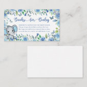 Elephant Dusty Blue Roos Baby shower Boeken F Baby Informatiekaartje (Voorkant / Achterkant)