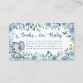 Elephant Dusty Blue Roos Baby shower Boeken F Baby Informatiekaartje (Voorkant)