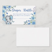 Elephant Dusty Blue Roos Baby shower Luier Raffle Informatiekaartje (Voorkant / Achterkant)
