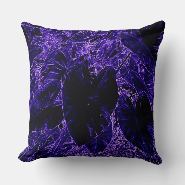 Elephant Ear Leaves in het diepste Paarse Kussen (Voorkant)