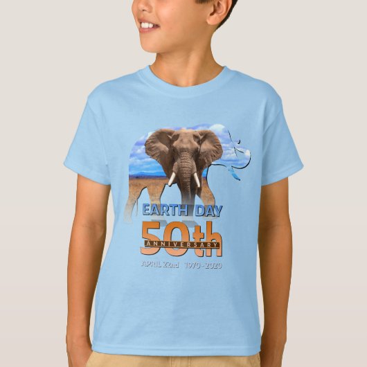 Elephant Earth Day 50th Jubileum Gift T-shirt (Voorkant)