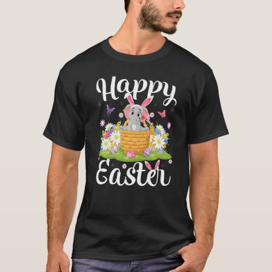 Elephant Easter Hunting Floral Elephant Easter T-shirt (Voorkant)