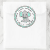 Elephant, een jongen, Baby shower Ronde Sticker (Tas)