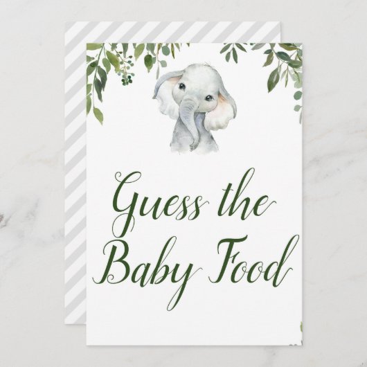 Elephant eens Baby Food Game Sign Size 5x7" Kaart (Voorkant / Achterkant)