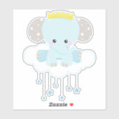 Elephant, ellephant op een wolk, kroon, sterren sticker (Vel)
