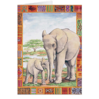Elephant en Baby blanco kaart