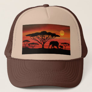 Elephant en Baby en Serengeti Sunset Trucker Pet