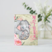 Elephant en Baby  Floral Moederdag Briefkaart (Staand voorkant)