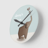 Elephant en baby kwekerijklok ronde klok (Hoek)