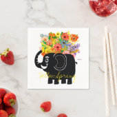 Elephant en bloemen Papier Napkin Servet (Insitu)