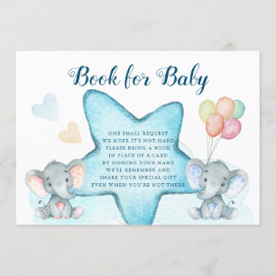 Elephant en Blue Star boeken vragen om Baby shower Kaart