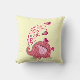 Elephant en Chicken Alphabet Print Kussen
