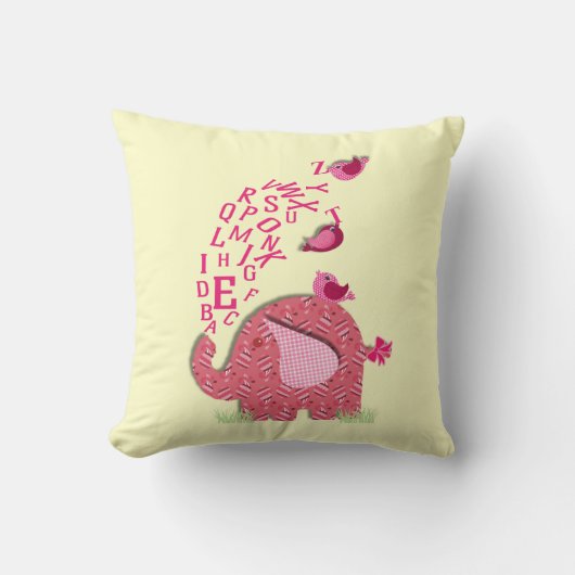 Elephant en Chicken Alphabet Print Kussen (Voorkant)