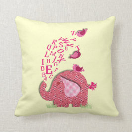 Elephant en Chicken Alphabet Print Kussen