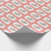 Elephant en de Bluebird illustratie op roze Cadeaupapier (Hoek)