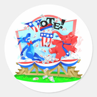Elephant en Donkey STEMMING Illustratie Ronde Sticker
