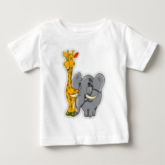 Elephant en Giraffe Baby T Shirt past kaarten aan (Voorkant)