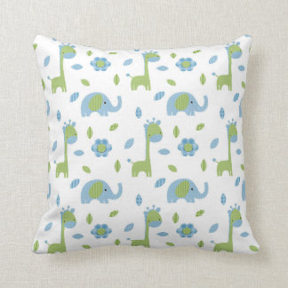 Elephant en Giraffe Blue-Green Sierkussen