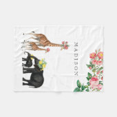 Elephant en Giraffe Floral - Aangepaste Baby Fleece Deken (Voorkant (Horizontaal))