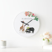 Elephant en Giraffe Floral - Aangepaste Baby Grote Klok (Huis)