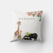 Elephant en Giraffe Floral - Aangepaste Baby Kussen (Achterkant)