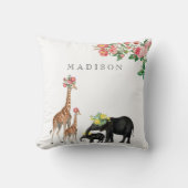 Elephant en Giraffe Floral - Aangepaste Baby Kussen (Voorkant)