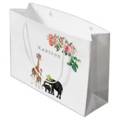 Elephant en Giraffe Floral - Aangepaste naam Groot Cadeauzakje (Achterkant Gekanteld)