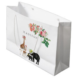 Elephant en Giraffe Floral - Aangepaste naam Groot Cadeauzakje